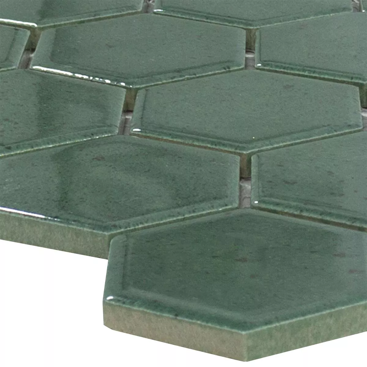 Ceramic Mosaic Tiles Eldertown Hexagon Dark Green