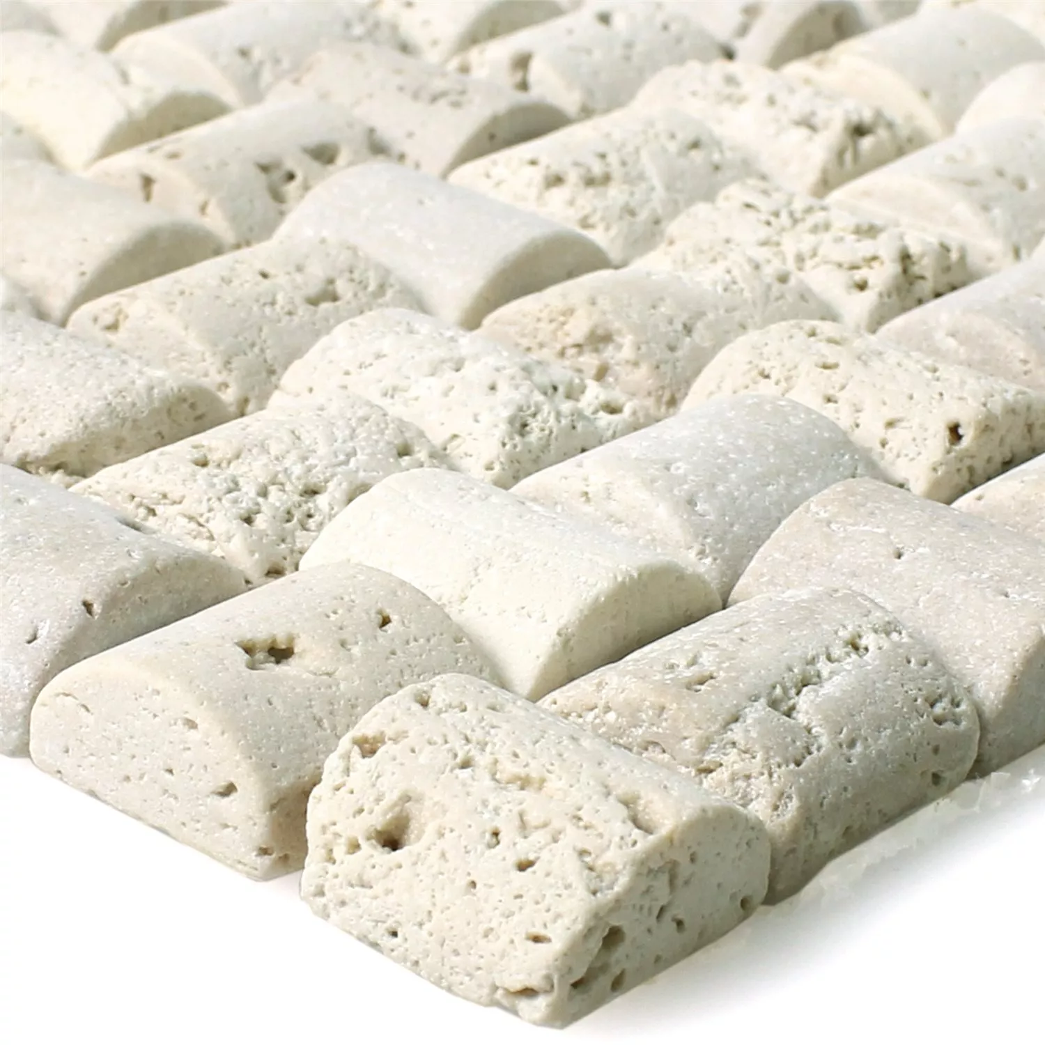 Natural Stone Mosaic Tiles Travertine Galene Beige 3D