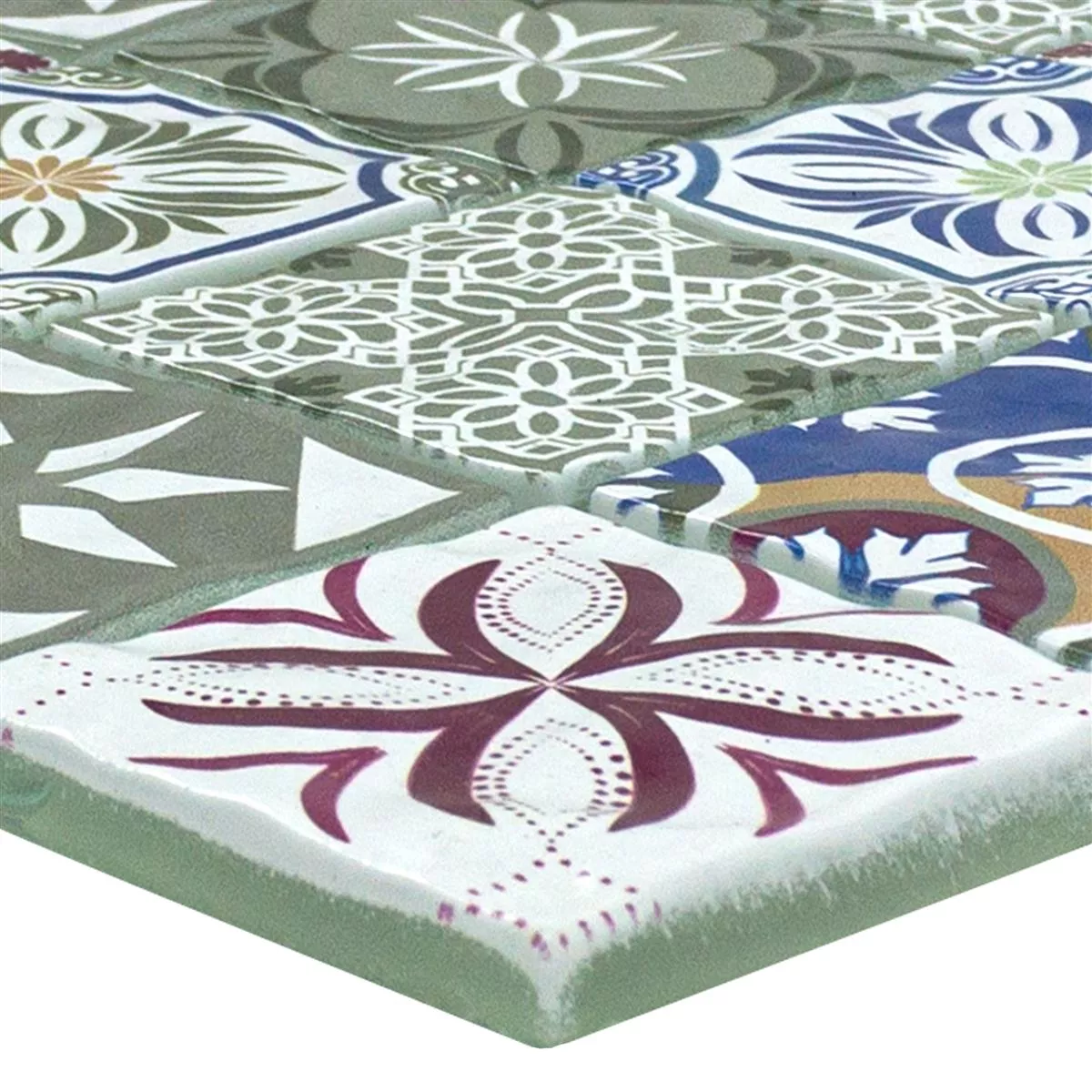 Glass Mosaic Tiles Magnolia Ornament Colored