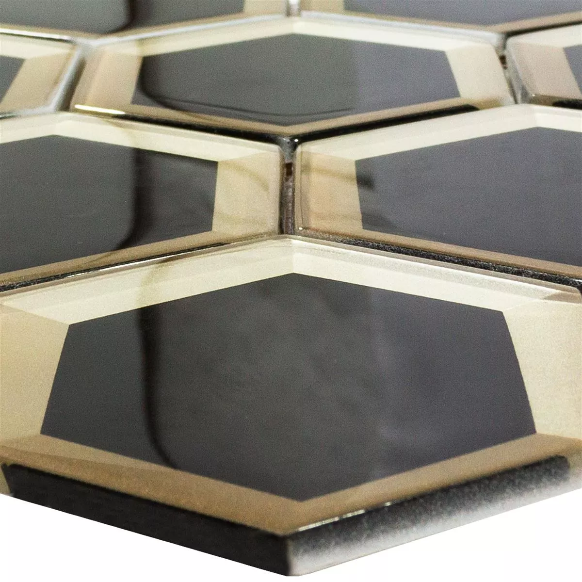 Glass Mosaic Arnold Hexagon Black Gold