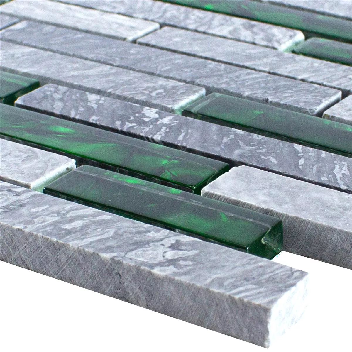 Vidrio Piedra Natural Mosaico Azulejos Sinop Gris Verde Brick
