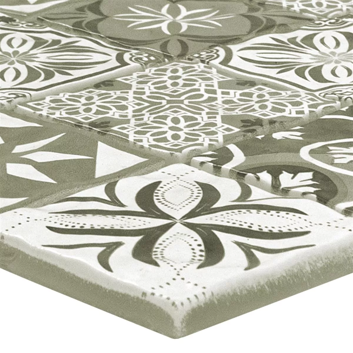 Glass Mosaic Tiles Magnolia Ornament Light Brown