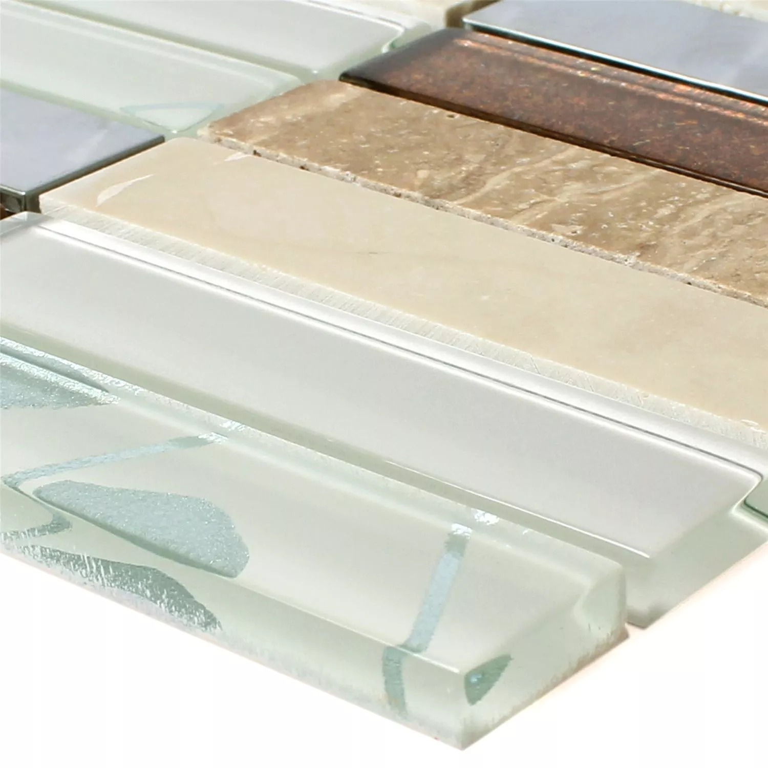 Mosaic Tiles Musical Glass Stone Steel Mix Beige