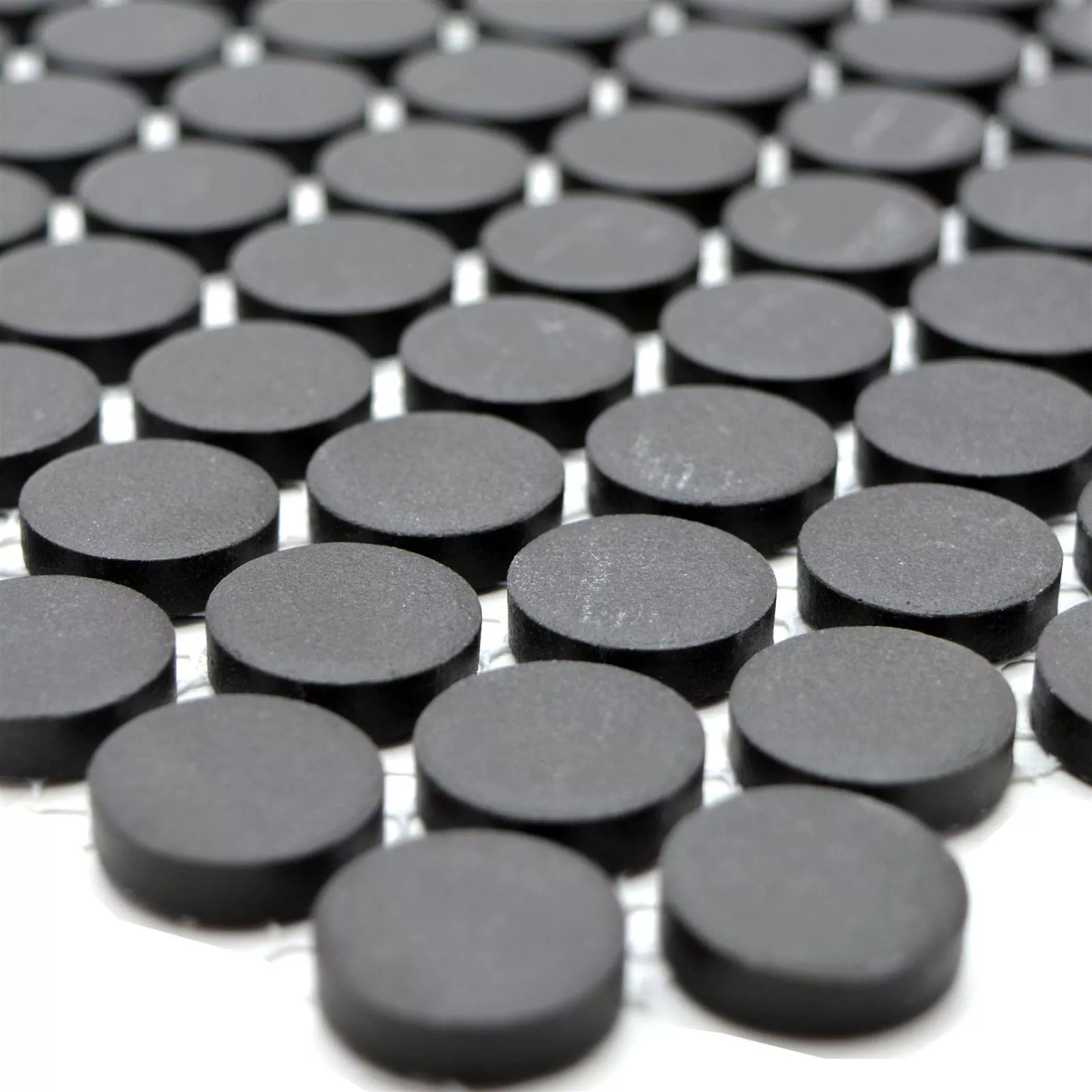 Ceramic Mosaic Tiles Button Radoslov Unglazed Black