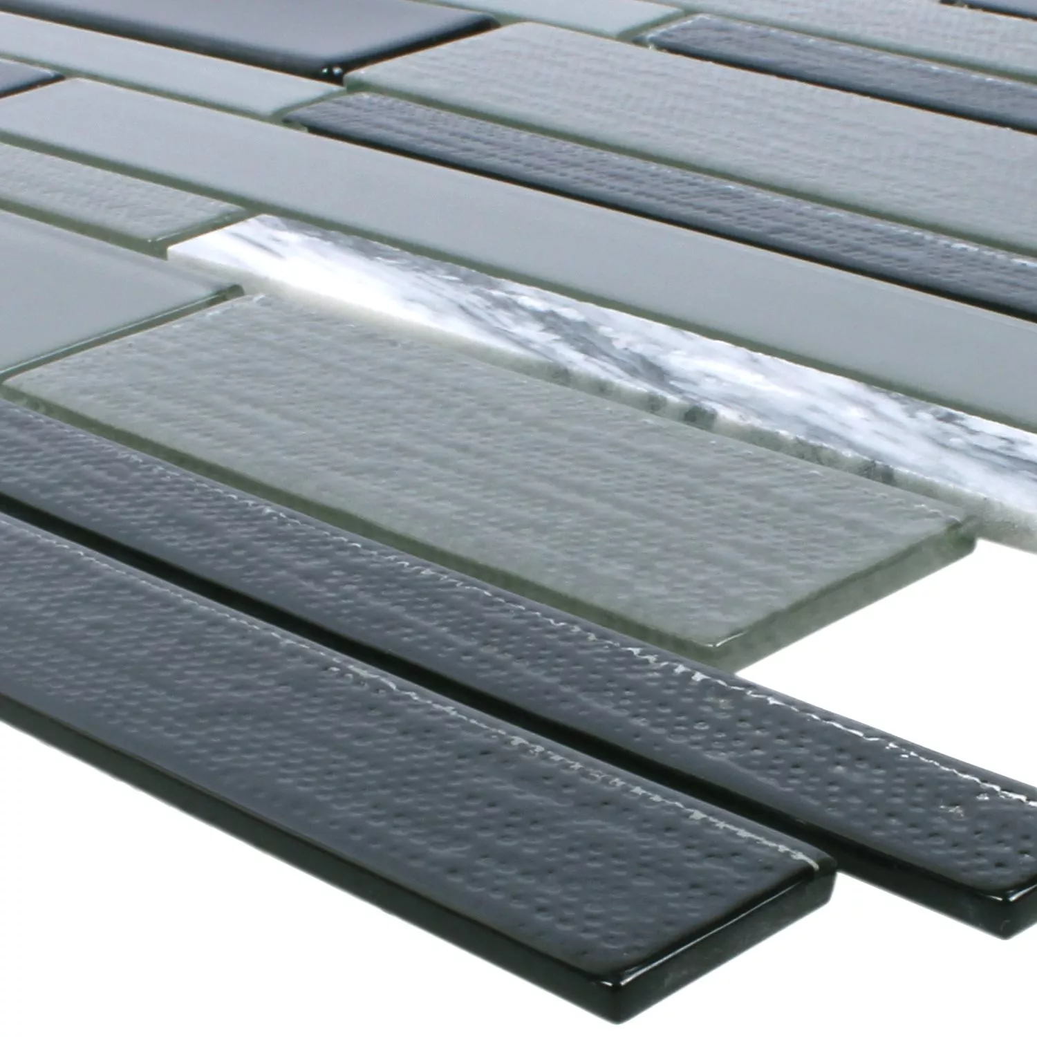 Azulejos De Mosaico Cristal Piedra Natural Kalamos Negro Gris