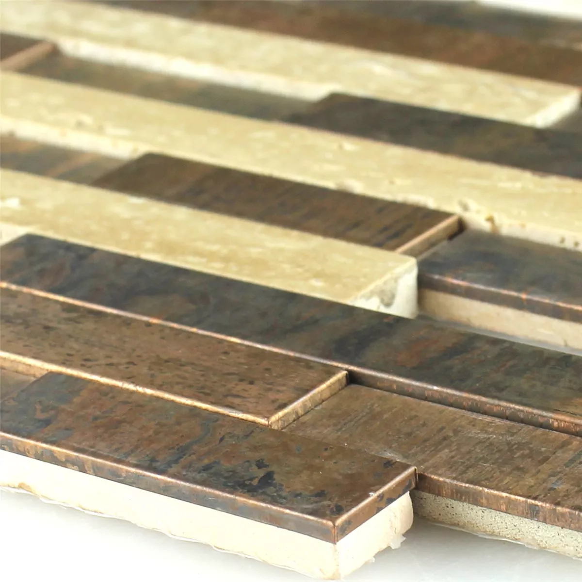 Azulejos De Mosaico Piedra Natural Copper Crema Mezcla