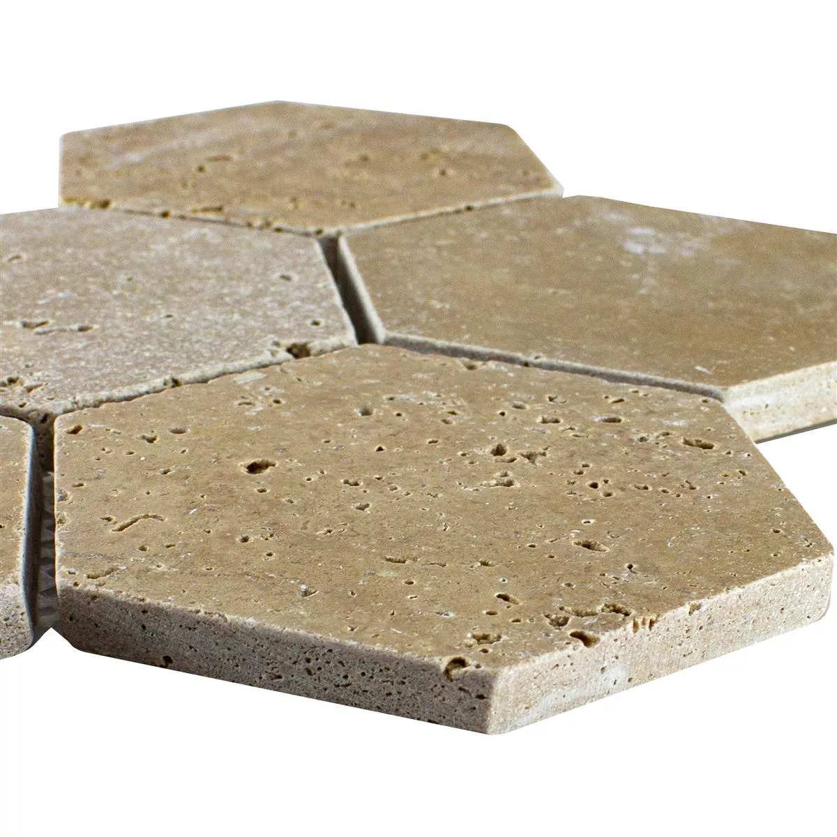 Travertine Natural Stone Mosaic Tiles Mercado Hexagon Brown