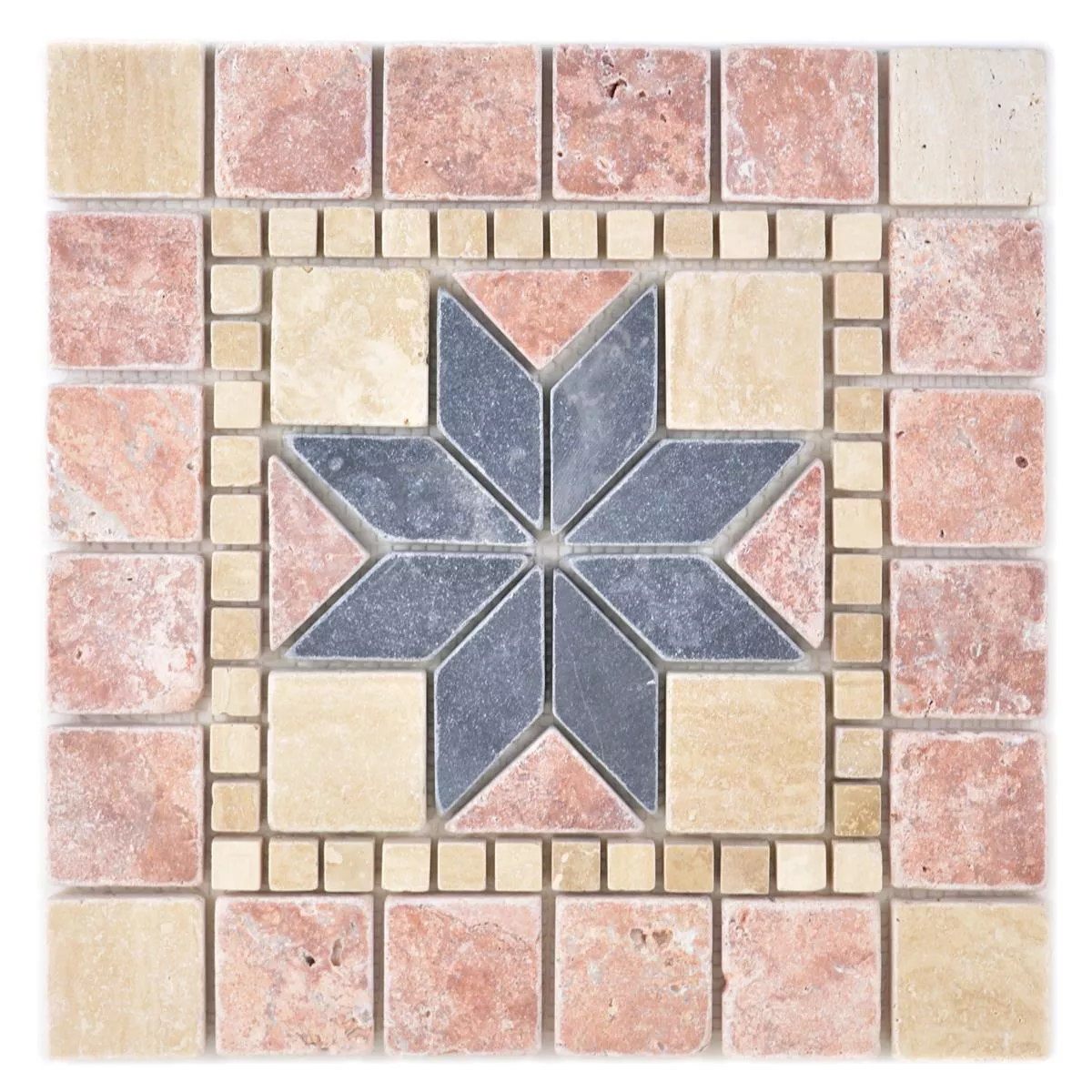 Piedra Natural Rosone Tarbora Beige Rojo Negro 30x30cm