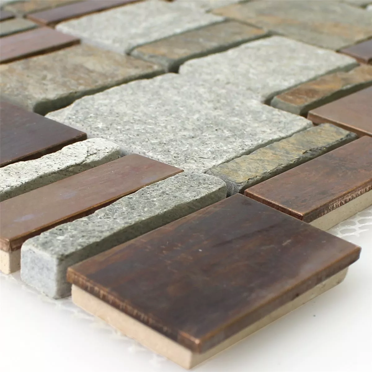 Piedra Natural Cuarcita Metal Auminio Azulejos De Mosaico Topsail Cobre Marrón