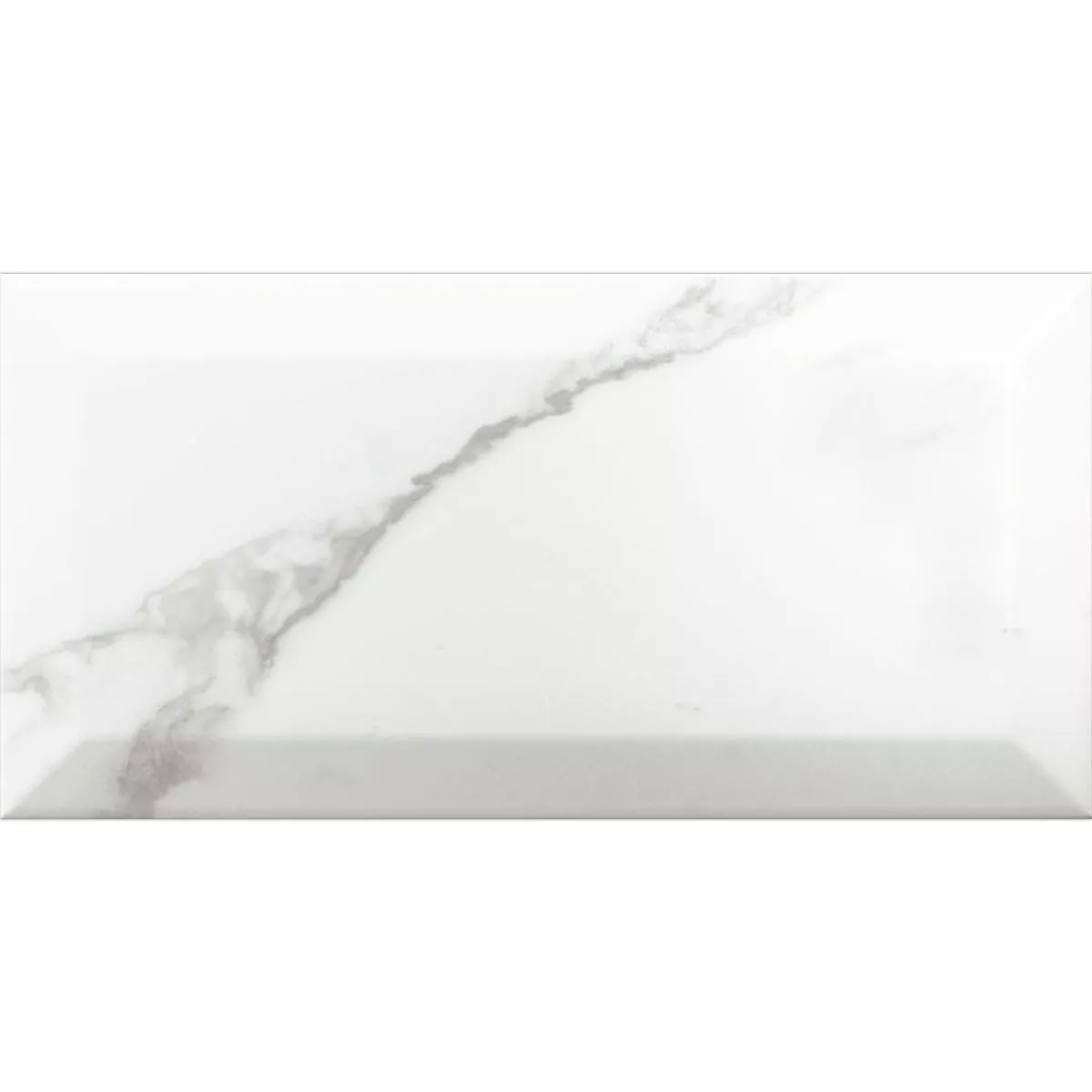 Metro Wall Tiles Girona Marble Optic Facet Blanc Mat 10x20cm