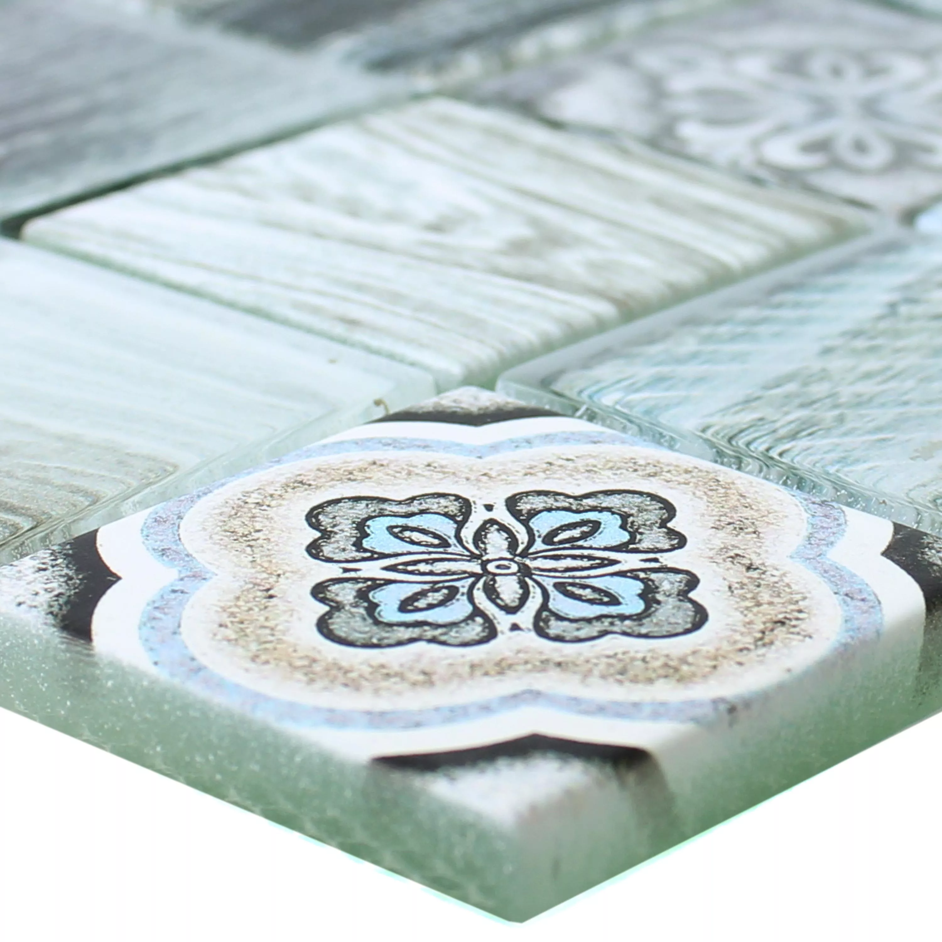 Glass Mosaic Tiles Wood Optic Makarska Light Blue