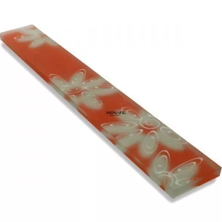 Glass Tiles Border 4x30x0,8cm Flower Orange