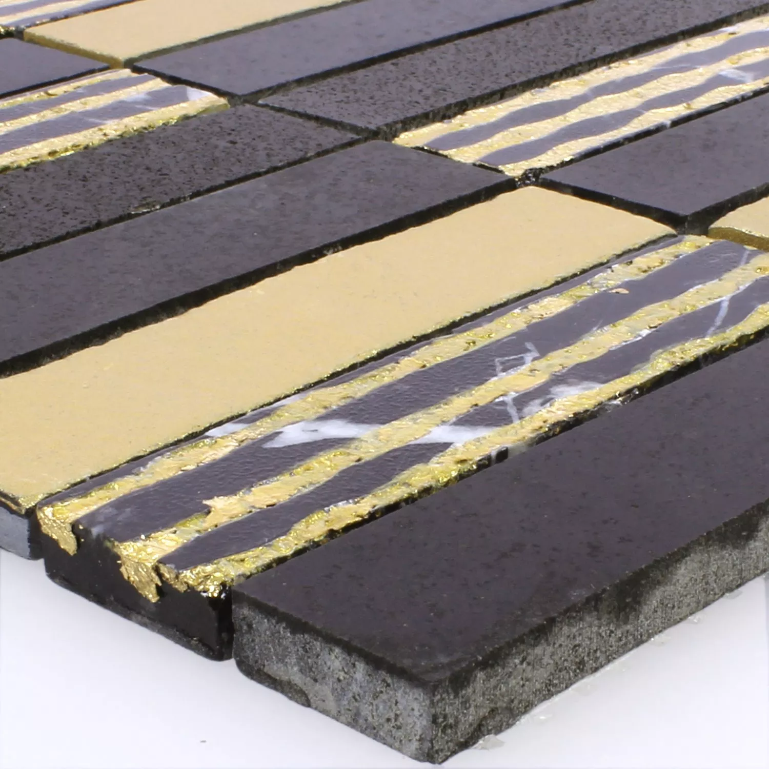 Natural Stone Mosaic Tiles Carving Gold Black