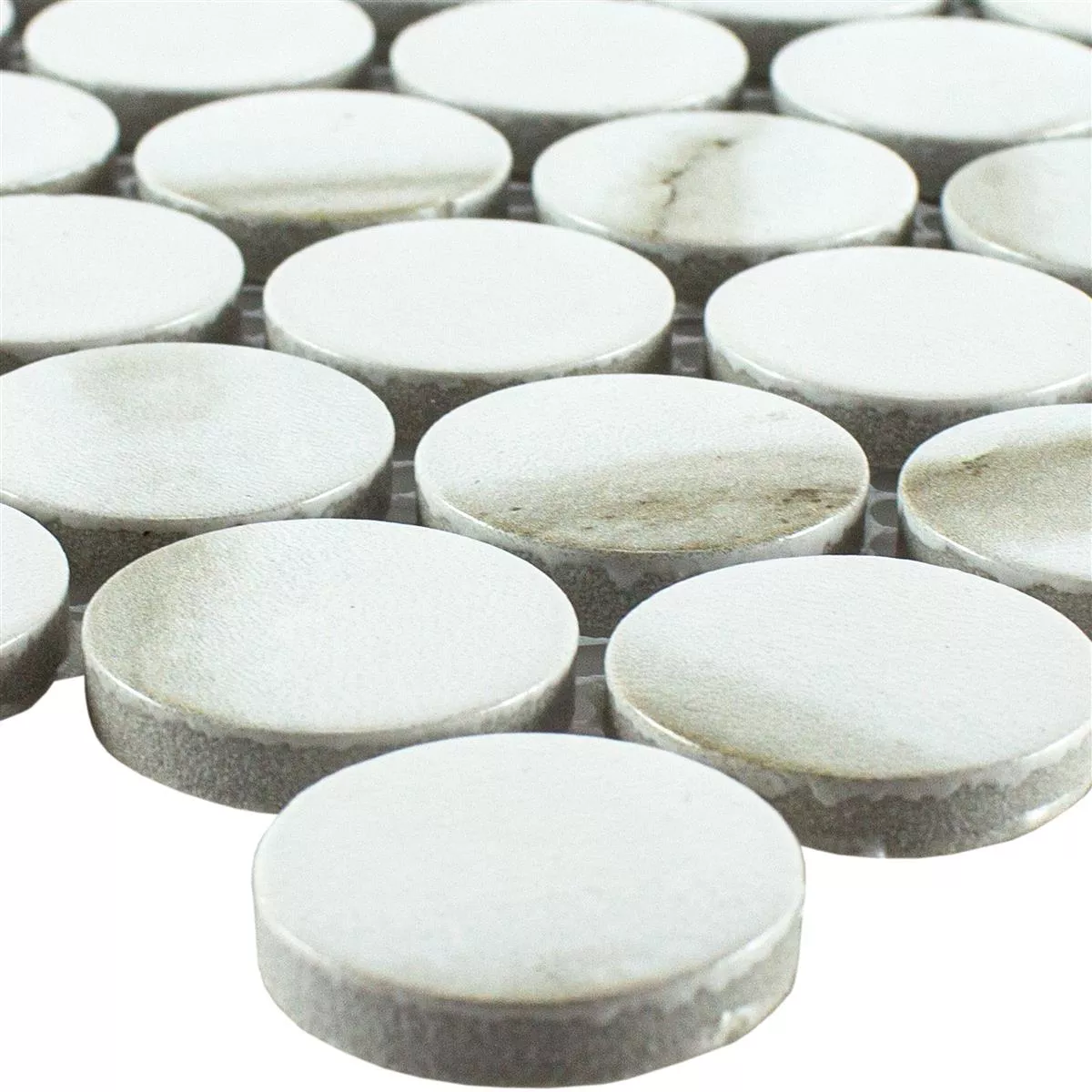 Ceramic Button Round Mosaic Tiles Hunter Calacatta