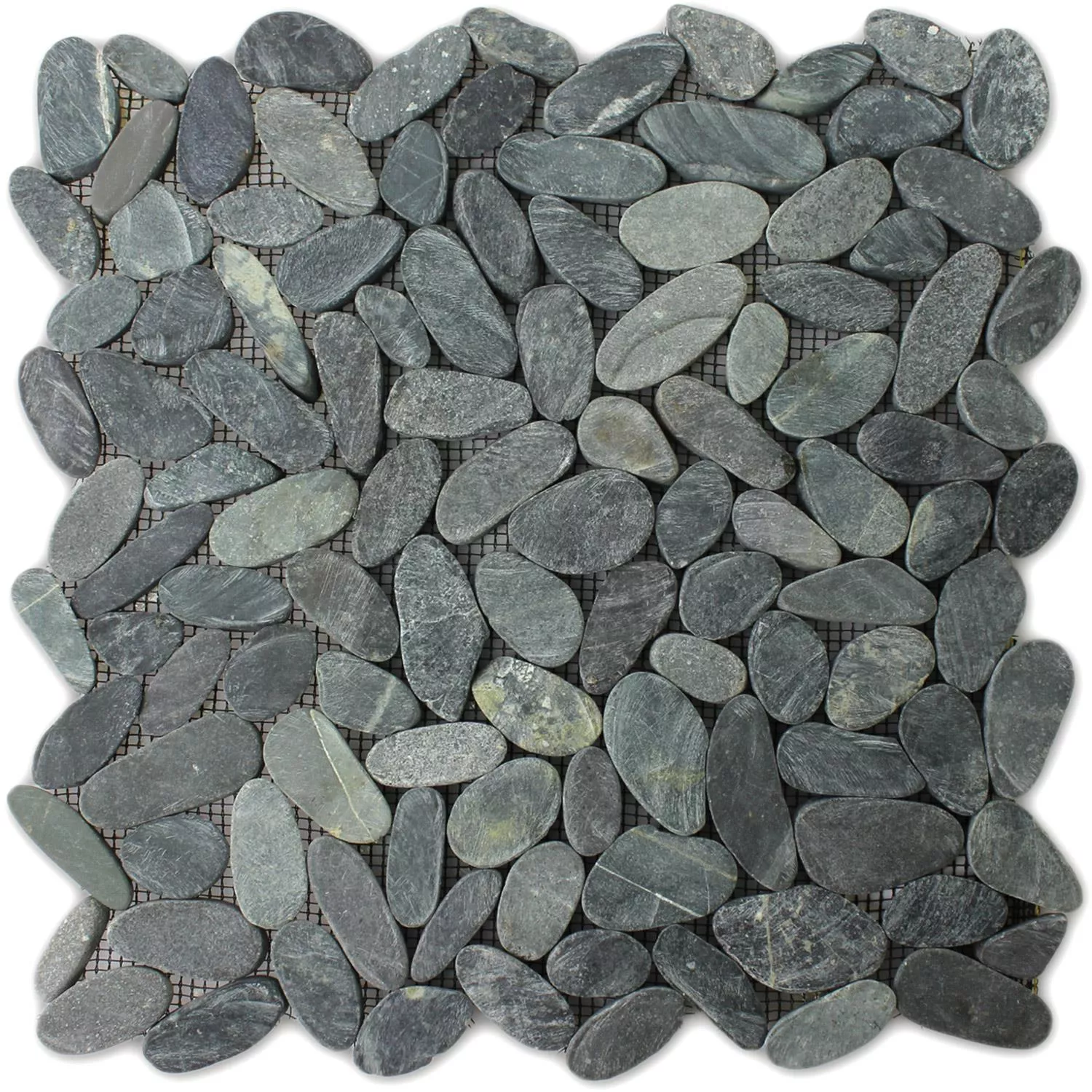 Mosaic Tiles River Pebbles Cut Black