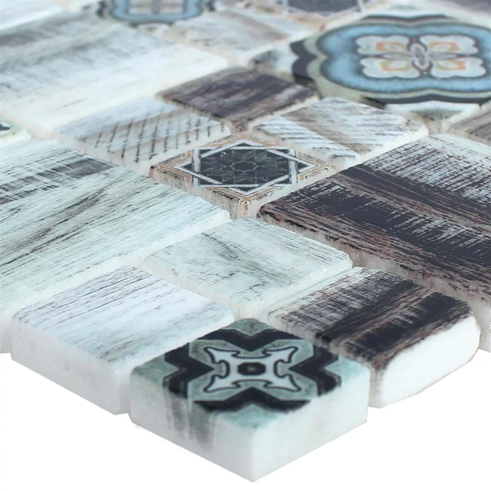 Marble Natural Stone Wood Optic Mosaic Tiles Portland Light Brown Mix