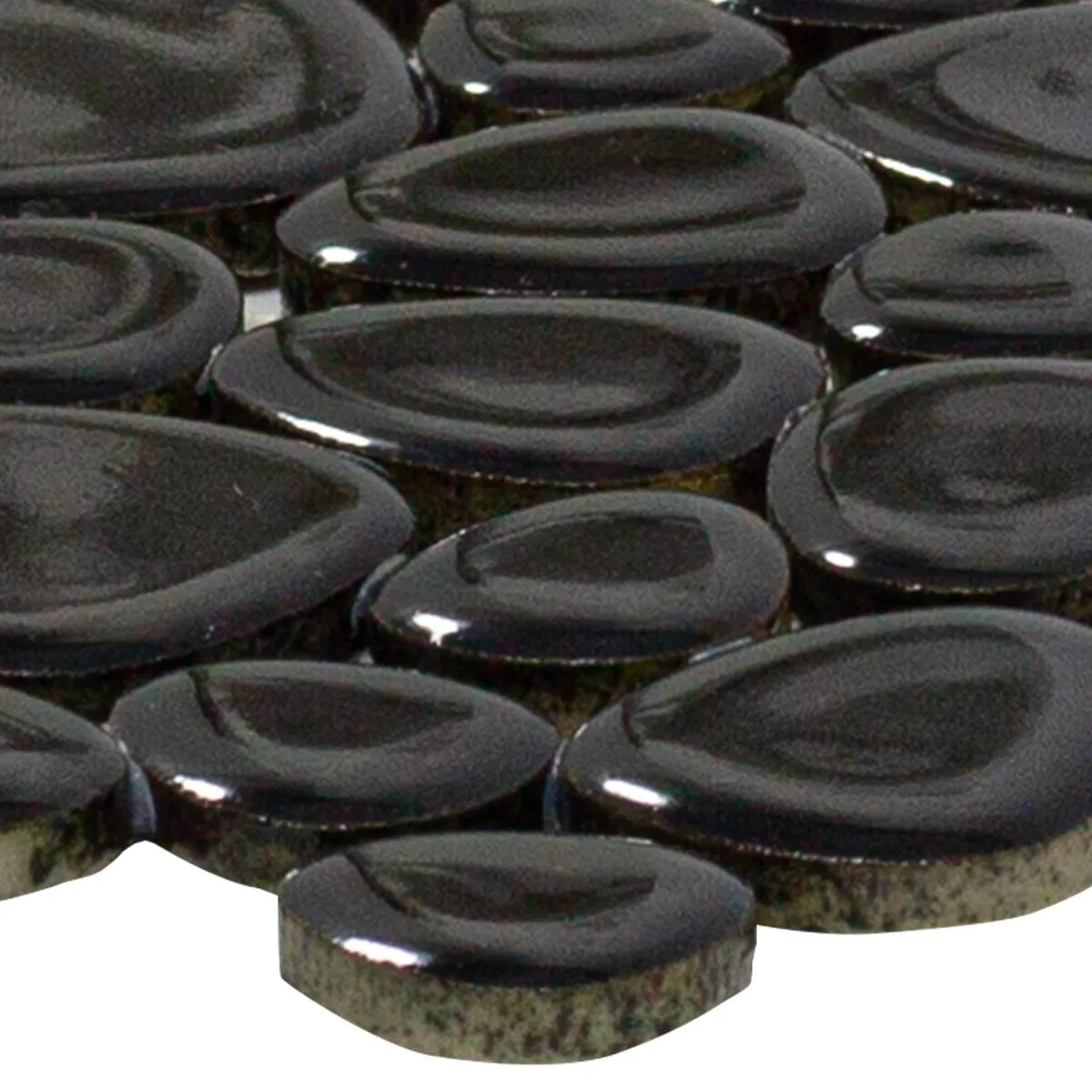Ceramic Pebble Mosaic Sabah Black Glossy