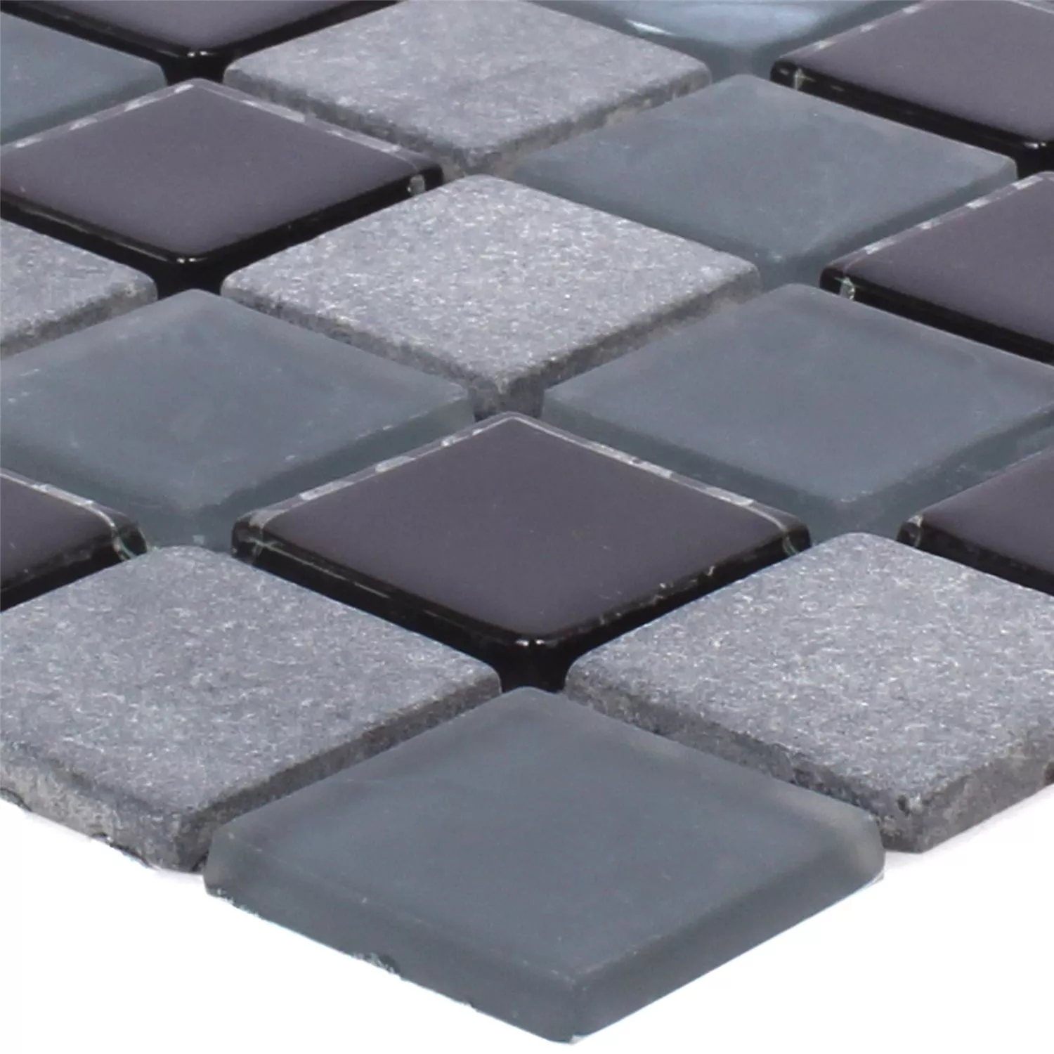 Azulejos De Mosaico Mármol Cristal Mezcla Kobra Negro Gris 25