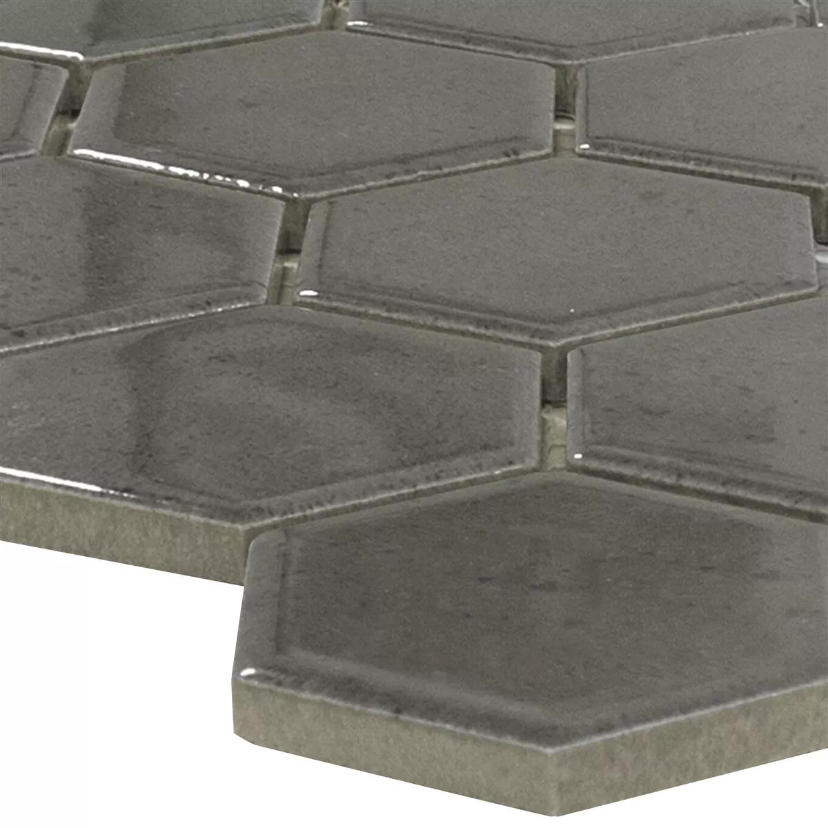 Ceramic Mosaic Tiles Eldertown Hexagon Grey