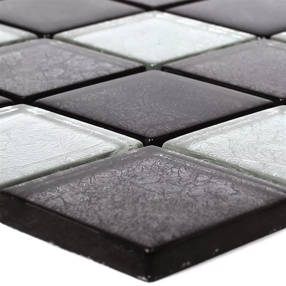 Glass Mosaic Tiles Curlew Black Silver 48