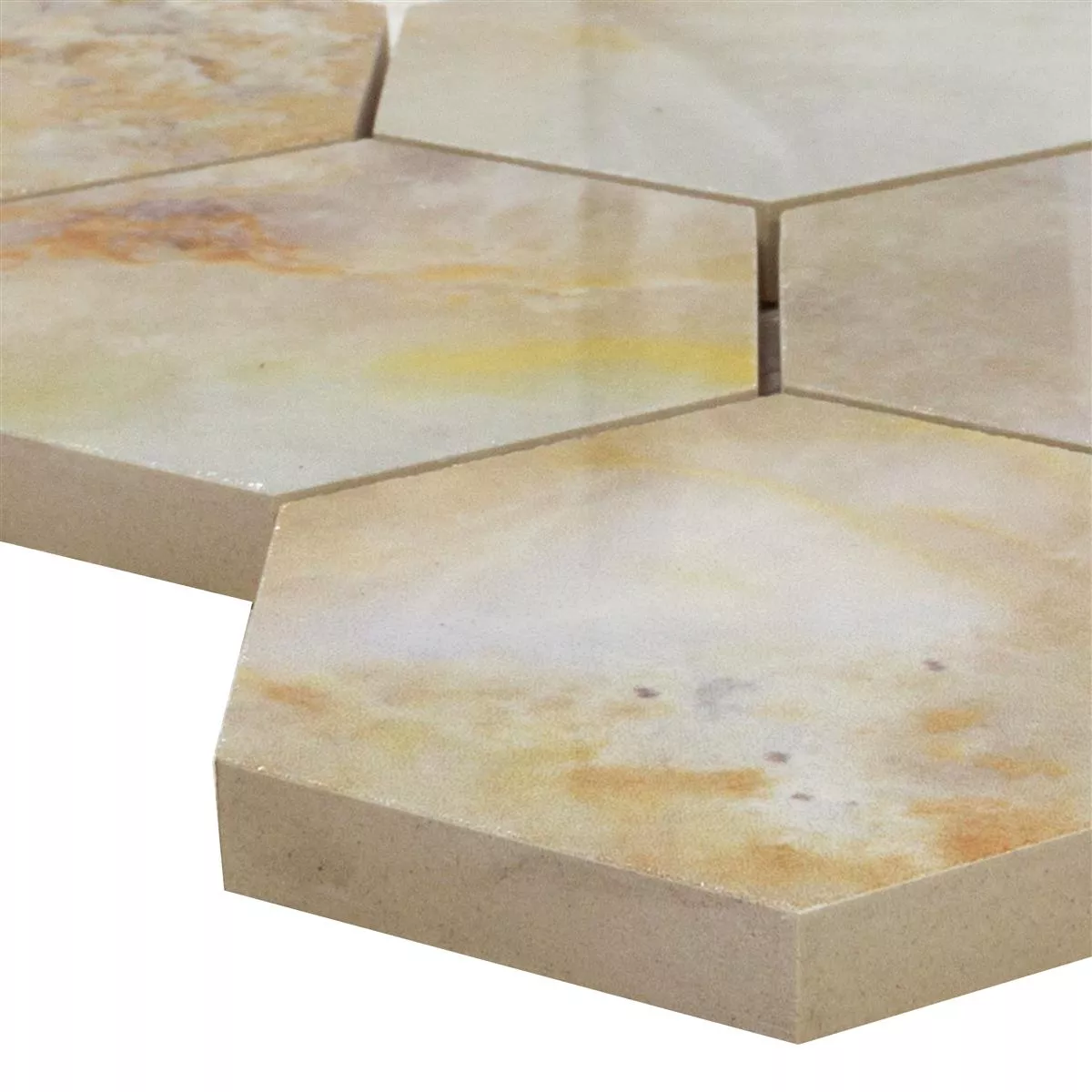 Ceramic Mosaic Tiles Naftalin Hexagon Brown Blanc