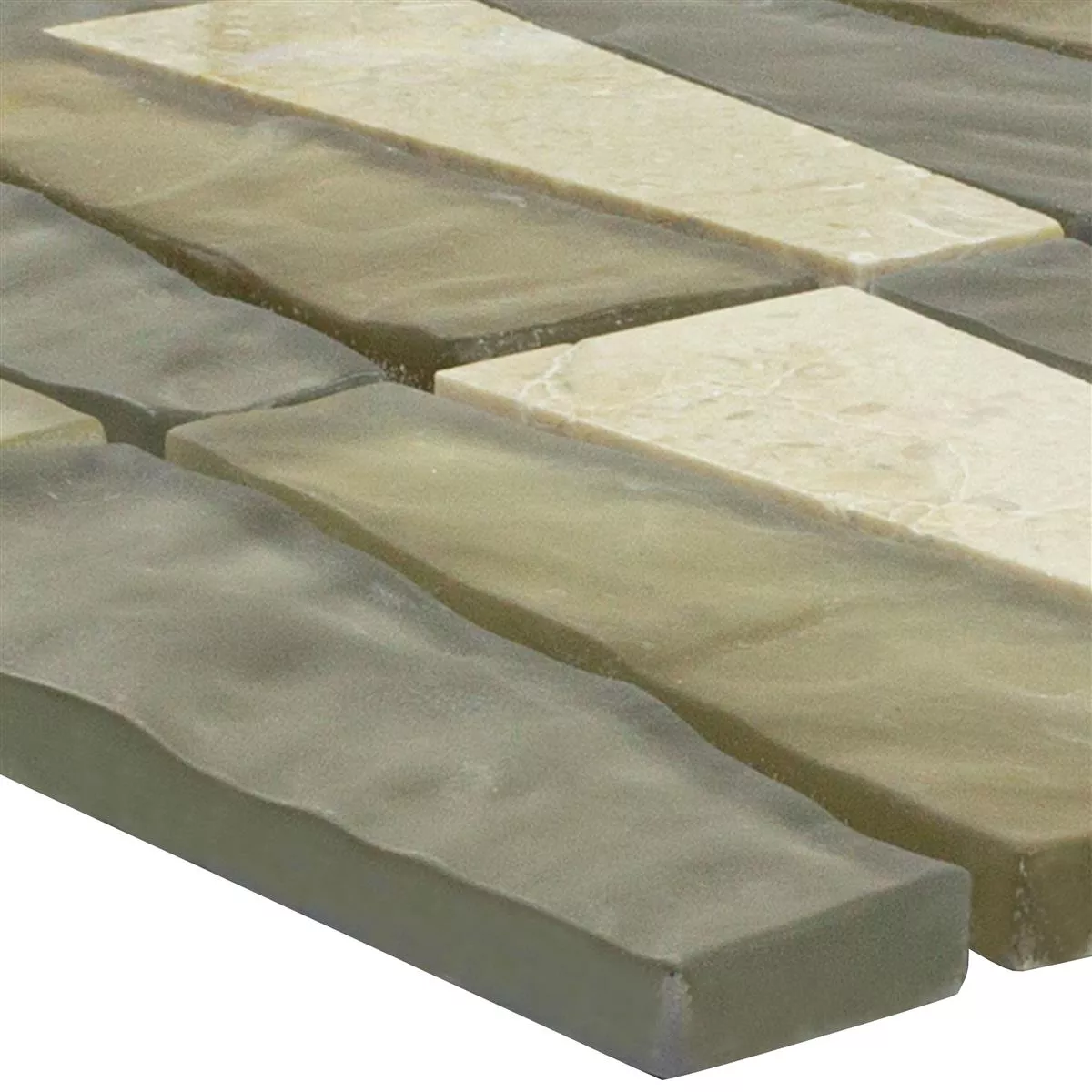 Glass Natural Stone Mosaic Tiles Marseille Beige Brown Mix 