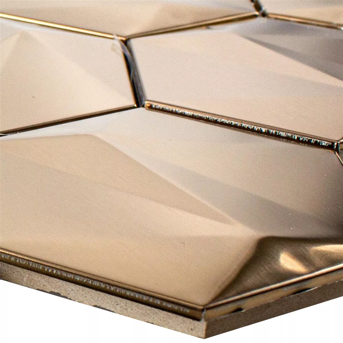 Acero Inoxidable Azulejos De Mosaico Durango Hexagonales 3D Cobre