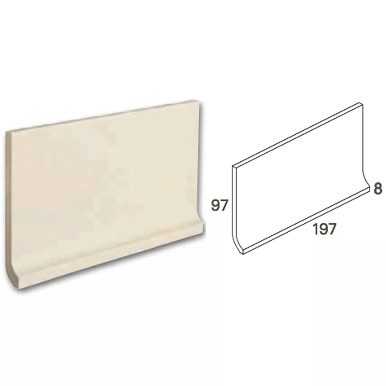 Zócalo Cóncavo Grano Fino Azulejos Antracita 20x10cm