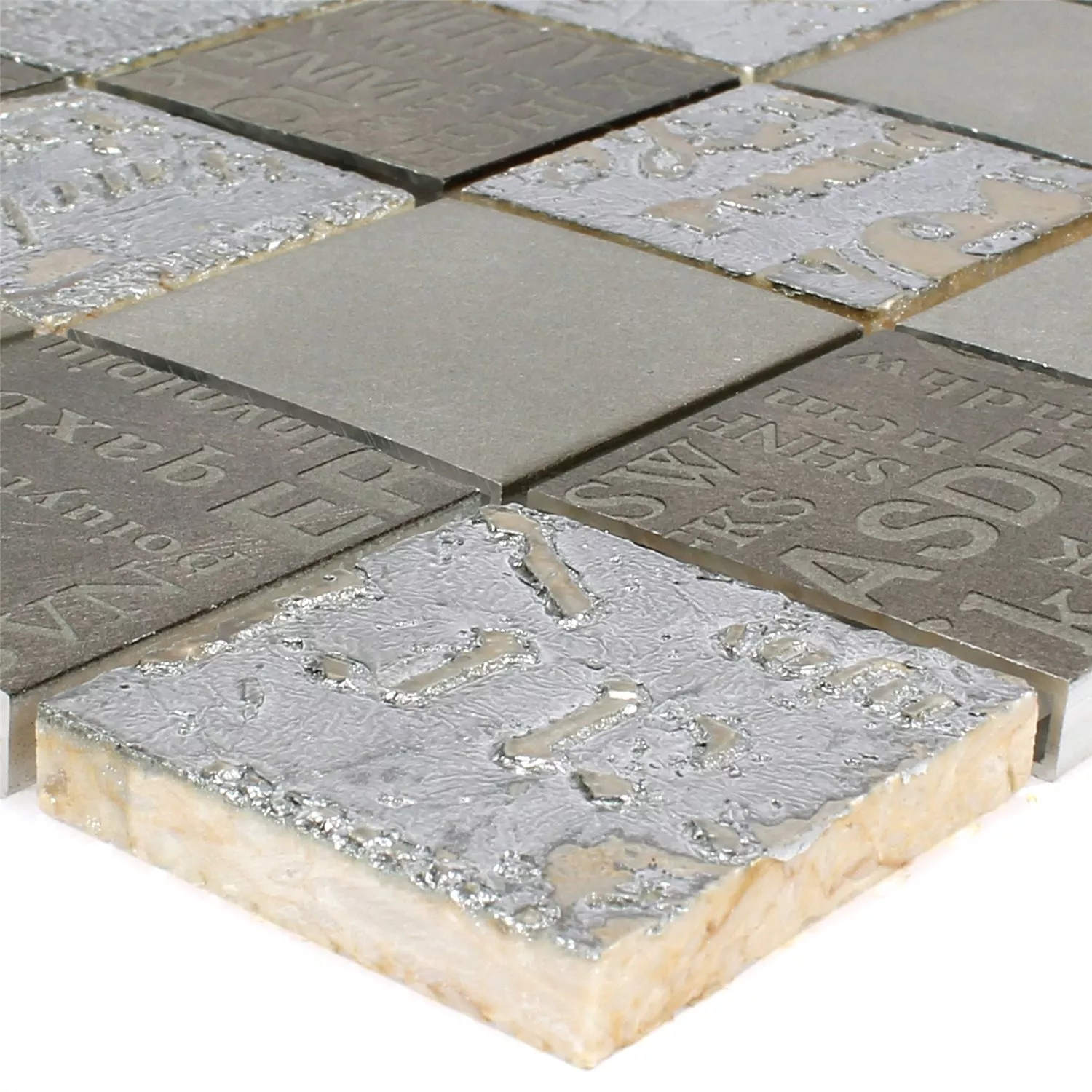 Azulejos De Mosaico Nazca Piedra Natural Auminio Mezcla Marrón Plateado