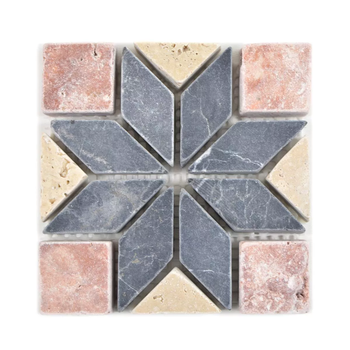 Piedra Natural Rosone Gramling Beige Rojo Negro 10x10cm