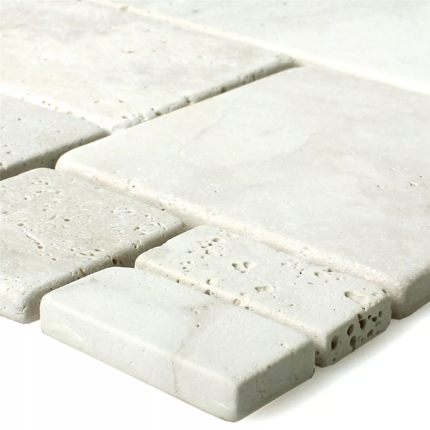 Natural Stone Mosaic Kavala Roman Pattern Ivory